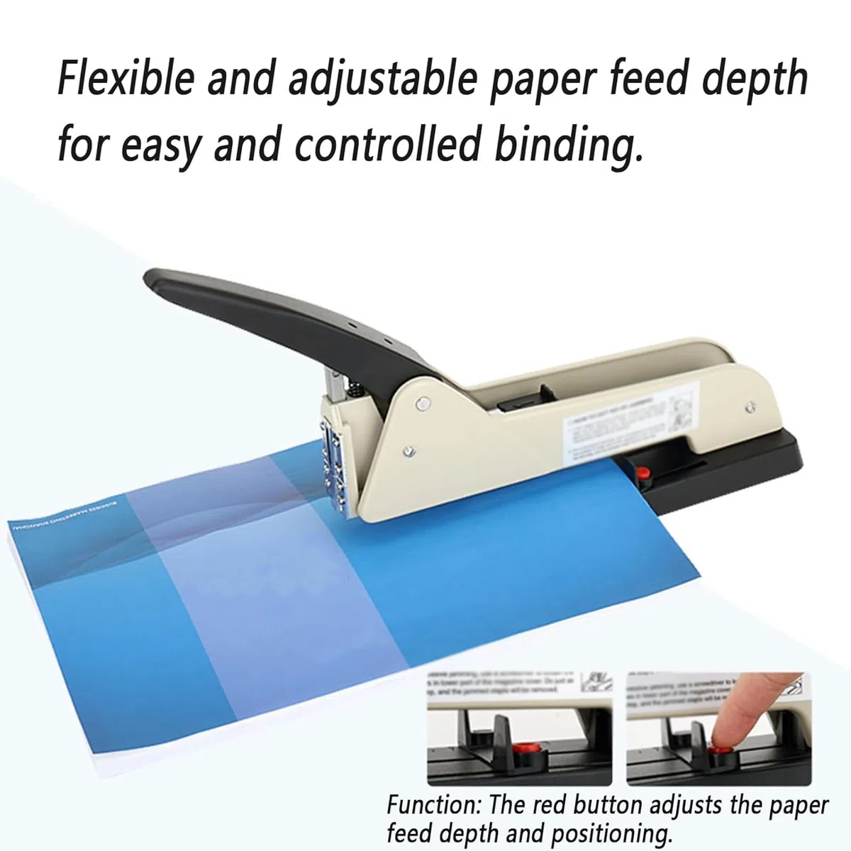 Agrafeuse robuste à bras long, capacité de 210 feuilles, profondeur d'agrafage réglable de 25 cm, reliure robuste, pour brochures, brochures