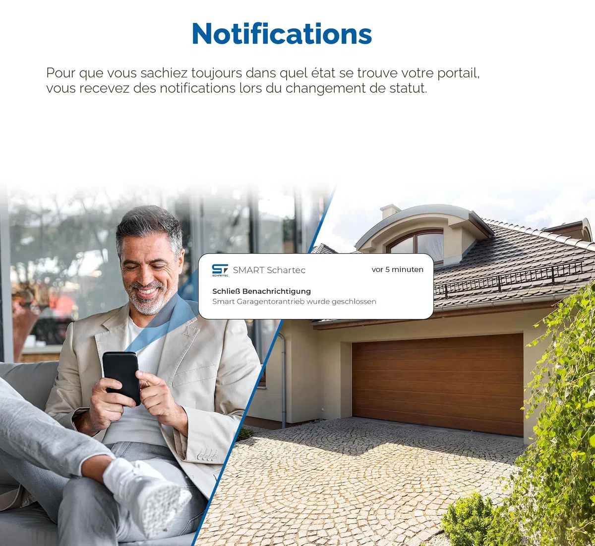 Schartec Prime 1500 WiFi Motorisation de porte de garage avec WLAN incl. rail ouvre-porte de garage intelligent Set d'ouvre-porte intelligent Motorisation de porte de garage pour porte basculante et