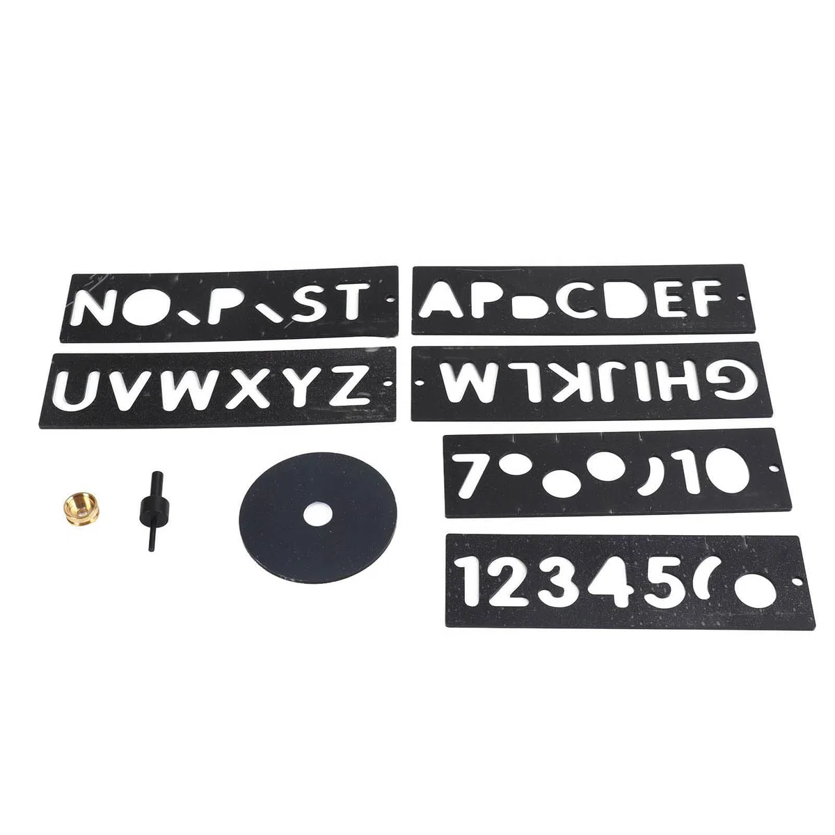 Kit de fabrication de lettres : pochoir en plastique pour lettres et chiffres, modèle horizontal réutilisable pour la menuiserie, sculpture sur panneaux d’affichage avec un design