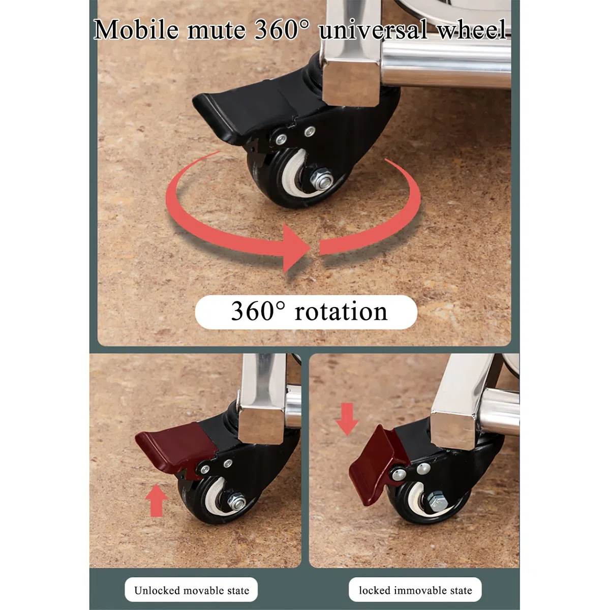 Support Mobile pour Balai et vadrouille Mettez des vadrouilles humides, Étagère pour vadrouille à Balai Support de Rangement Amovible pour Outils au Sol en Acier Inoxydable pour Garage de Jardin éco