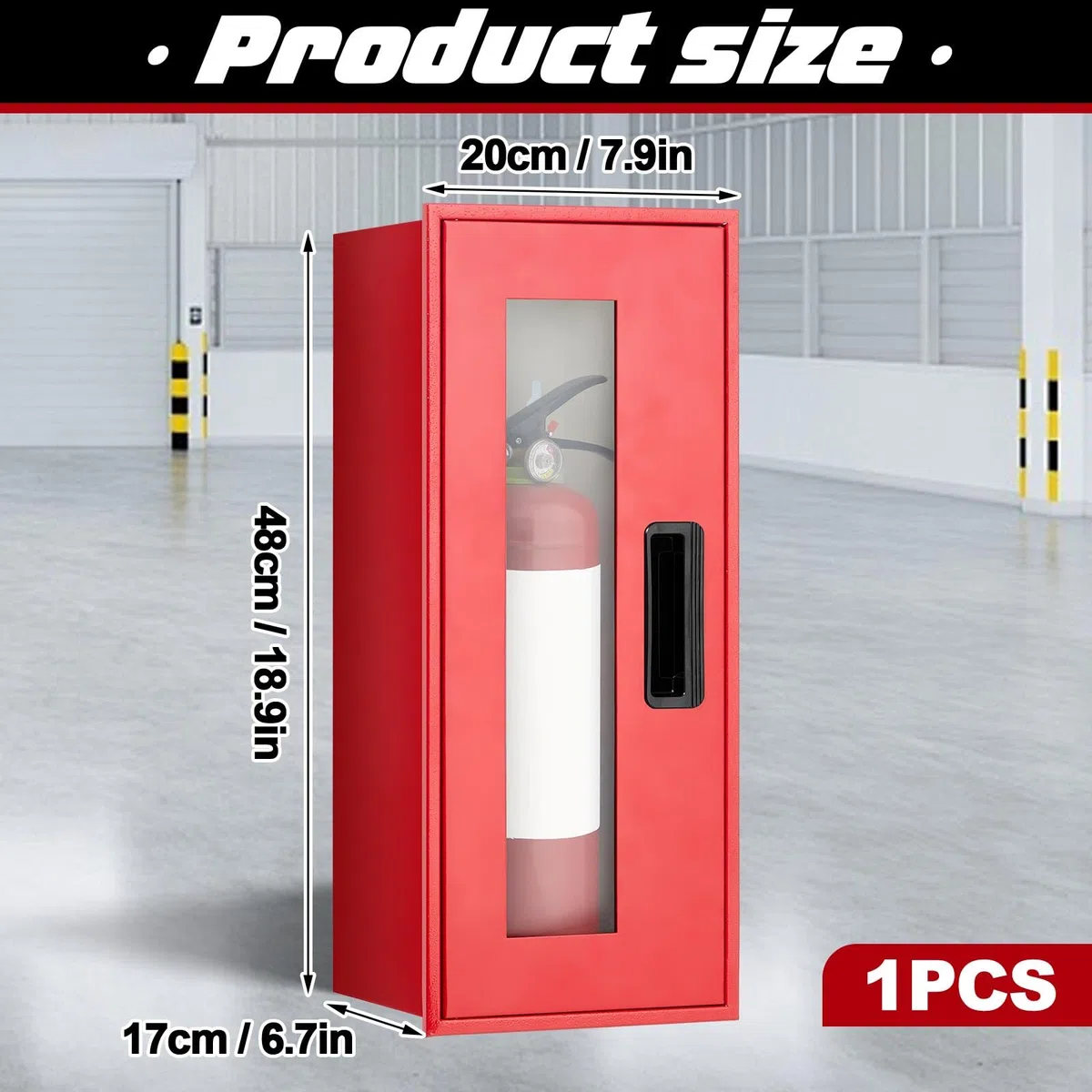 Zonon 1 extincteur de 2,3 kg – Montage mural et en surface – 48 x 20,1 x 17 cm (H x l x P) – Boîte d'extincteur en acier rouge avec poignée pour intérieur et extérieur