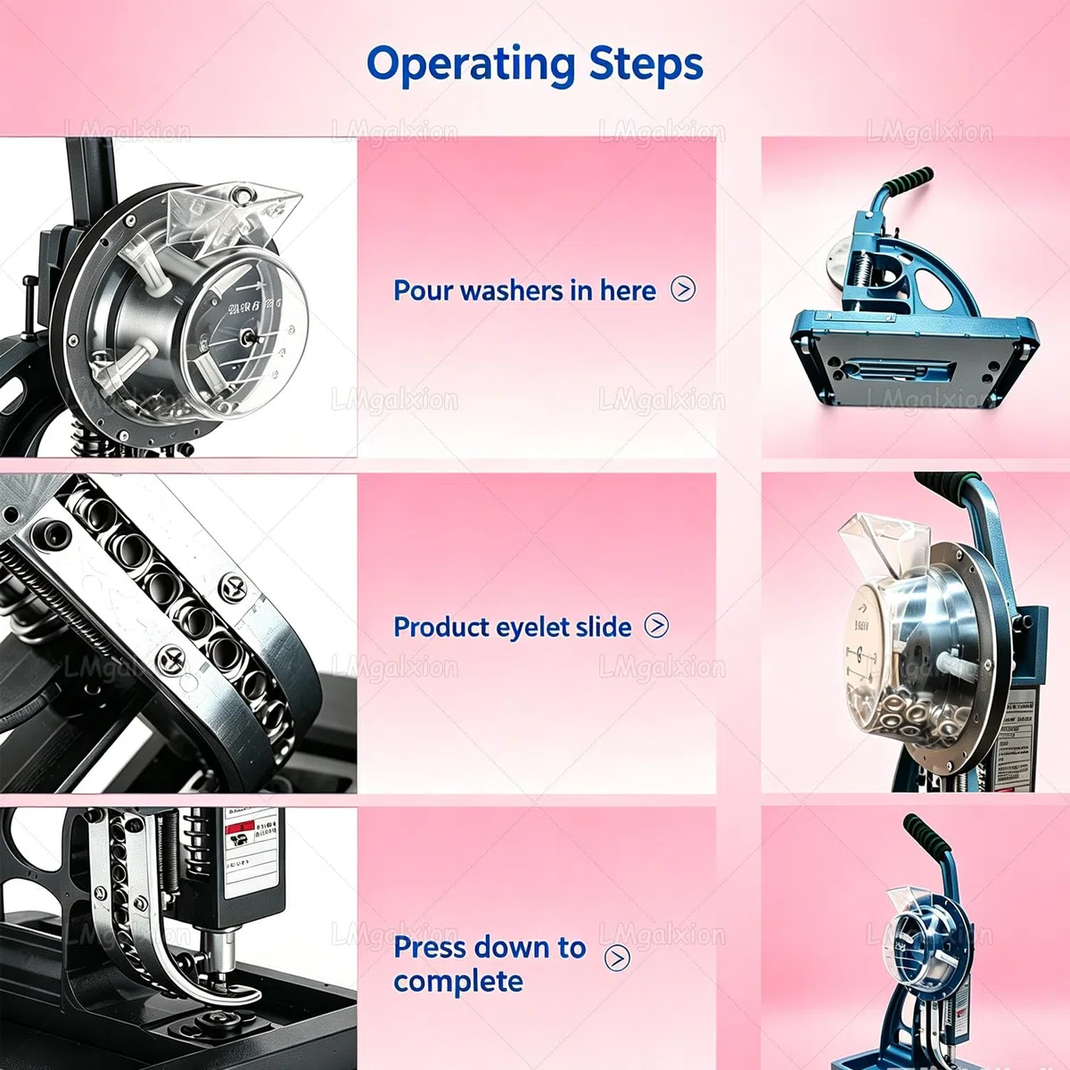 Presse à œillets Manuelle avec Alimentation Automatique,Machine à œillets Semi-Automatique Réduisant Les Coûts,Perforatrice D'œillets 3 en 1 pour Banderoles, Bâches,1000 œillets Inclus 6mm