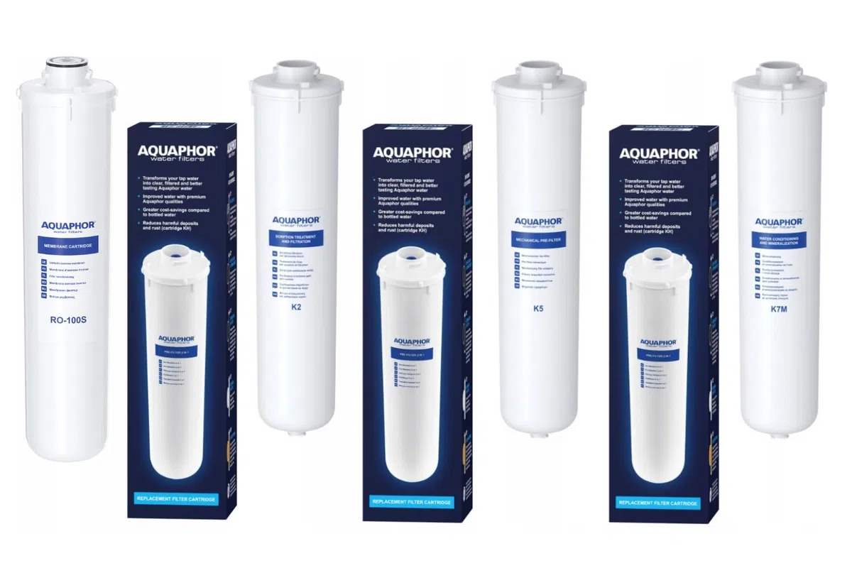 Aquaphor Kit de filtres de rechange pour système d'osmose inverse Morion 102S RO K2 K5 K7M et membrane RO100S Filtre à eau pour système d'osmose inverse Filtre à eau pour réduire le chlore, le