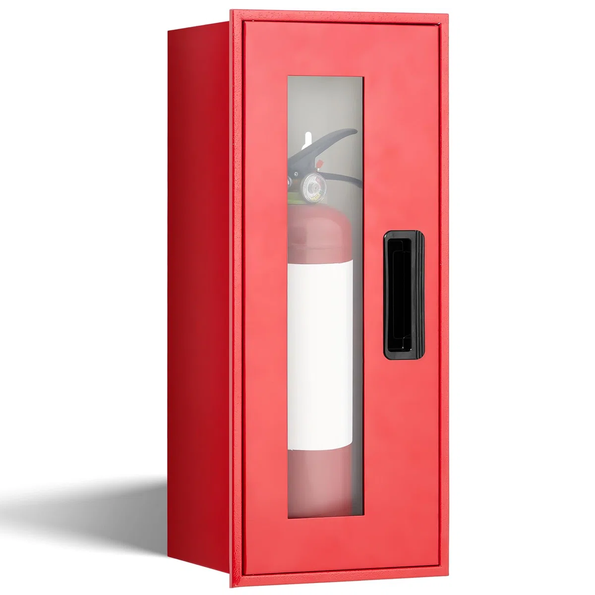 Zonon 1 extincteur de 2,3 kg – Montage mural et en surface – 48 x 20,1 x 17 cm (H x l x P) – Boîte d'extincteur en acier rouge avec poignée pour intérieur et extérieur