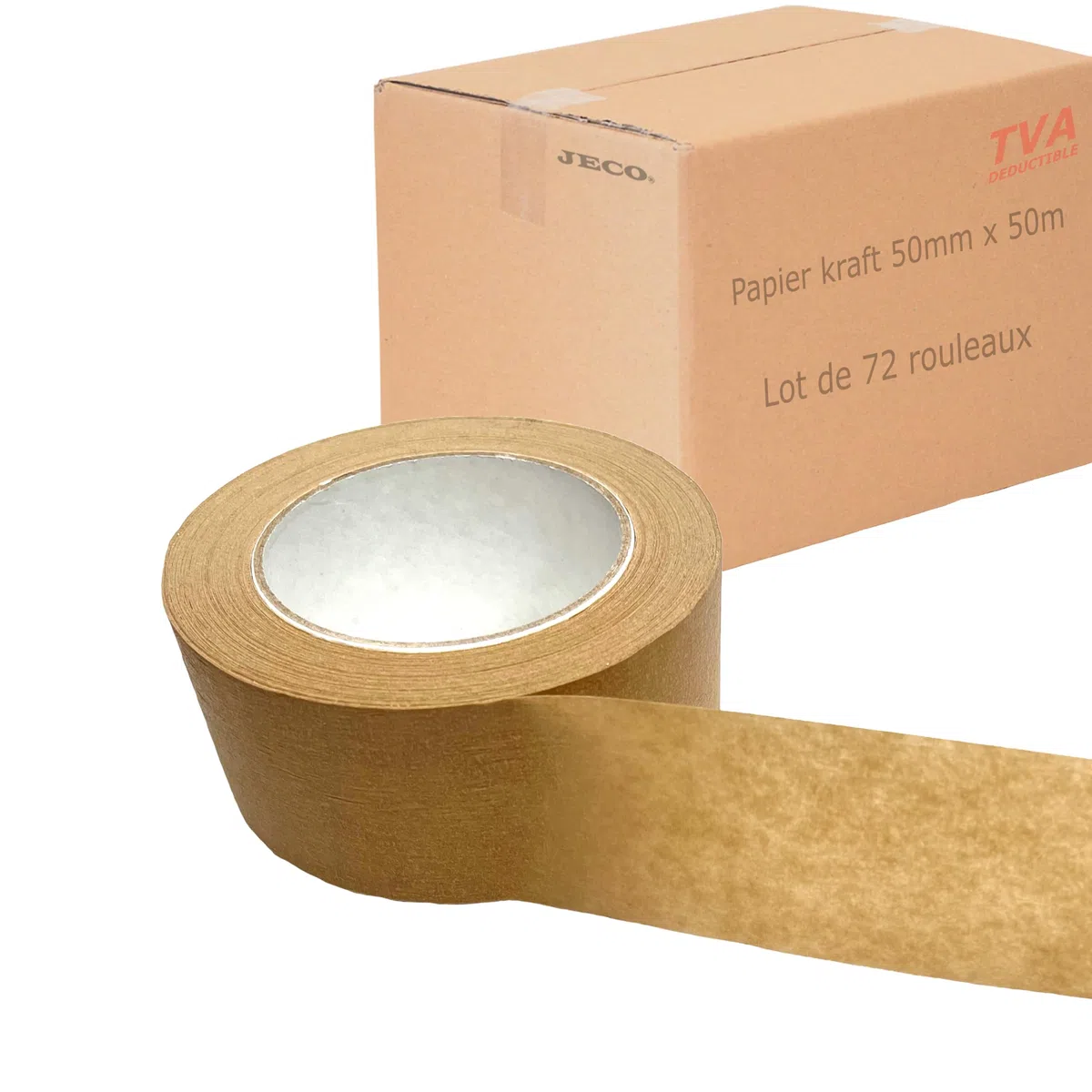 JeCo - Lot de 72 rouleaux de ruban adhésif papier kraft 50mm x 50m pour la fermeture de vos envois expédition emballage carton colis