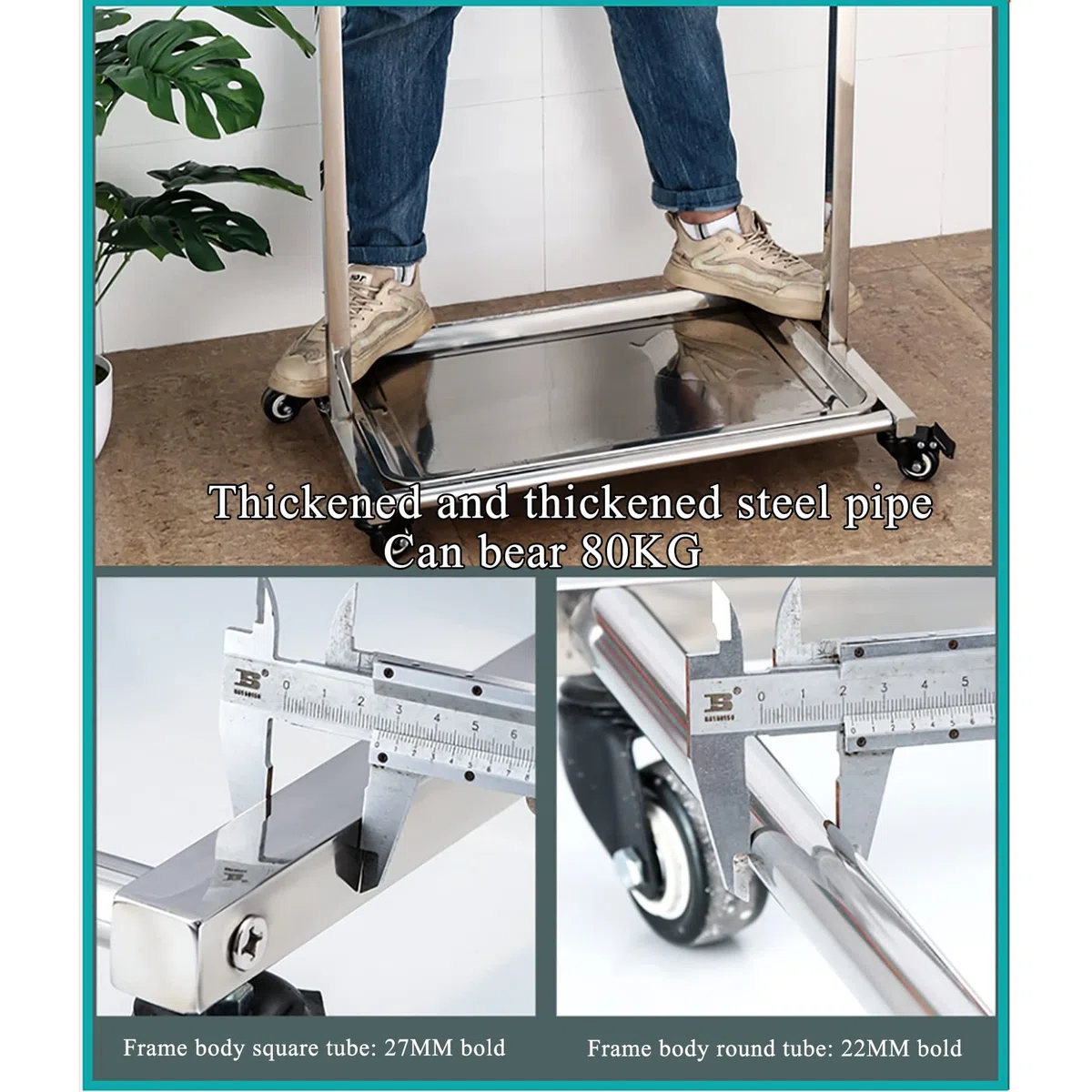 Support Mobile pour Balai et vadrouille Mettez des vadrouilles humides, Étagère pour vadrouille à Balai Support de Rangement Amovible pour Outils au Sol en Acier Inoxydable pour Garage de Jardin éco