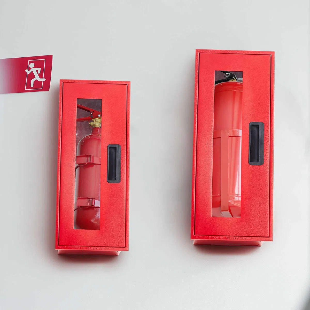 Zonon 1 extincteur de 2,3 kg – Montage mural et en surface – 48 x 20,1 x 17 cm (H x l x P) – Boîte d'extincteur en acier rouge avec poignée pour intérieur et extérieur