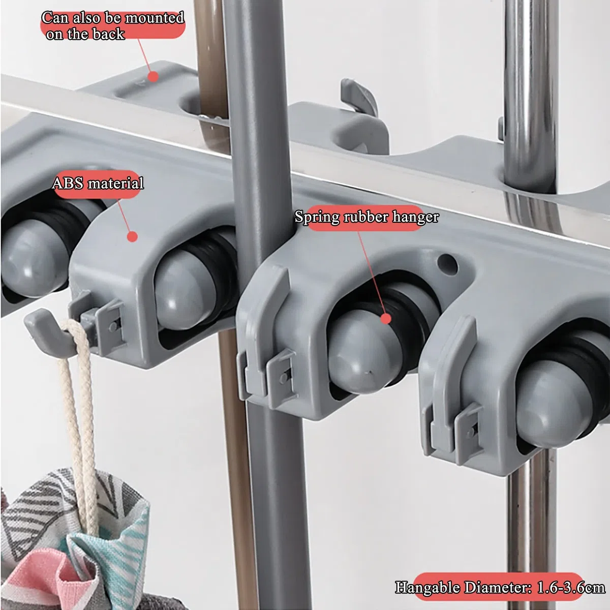 Support Mobile pour Balai et vadrouille Mettez des vadrouilles humides, Étagère pour vadrouille à Balai Support de Rangement Amovible pour Outils au Sol en Acier Inoxydable pour Garage de Jardin éco