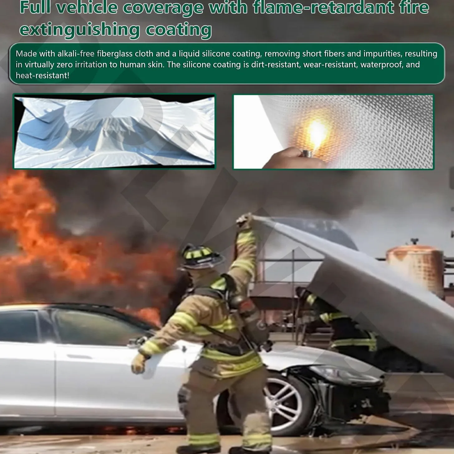 Couverture d'incendie d'urgence de voiture portable Heavy Duty grand silicone double-fil incendie Couverture de sécurité Équipement de survie pour véhicule électrique automobile camion SUV Van Couvert
