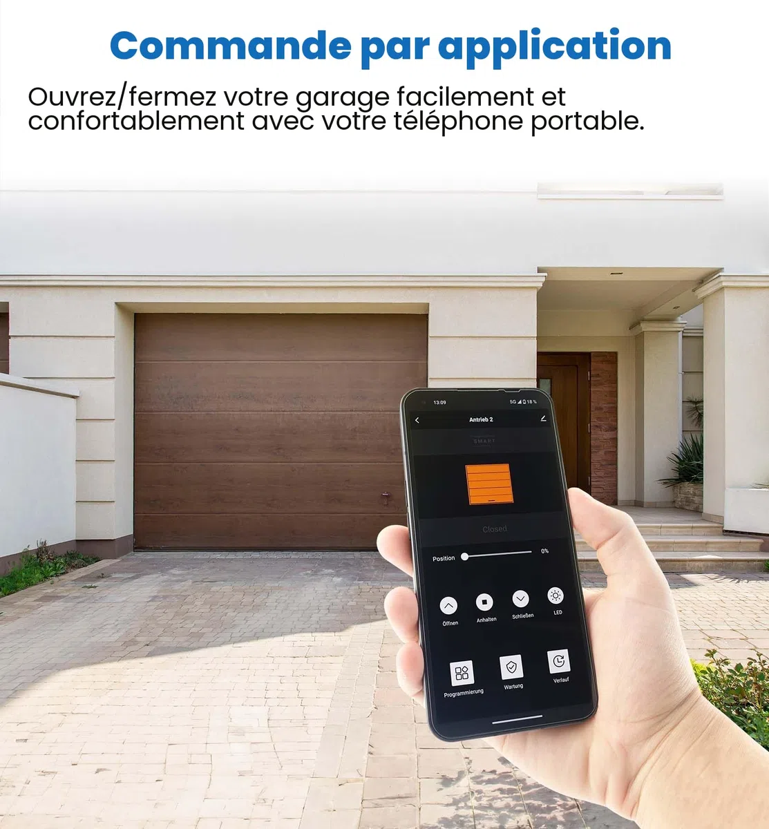 Schartec Prime 1500 WiFi Motorisation de porte de garage avec WLAN incl. rail ouvre-porte de garage intelligent Set d'ouvre-porte intelligent Motorisation de porte de garage pour porte basculante et