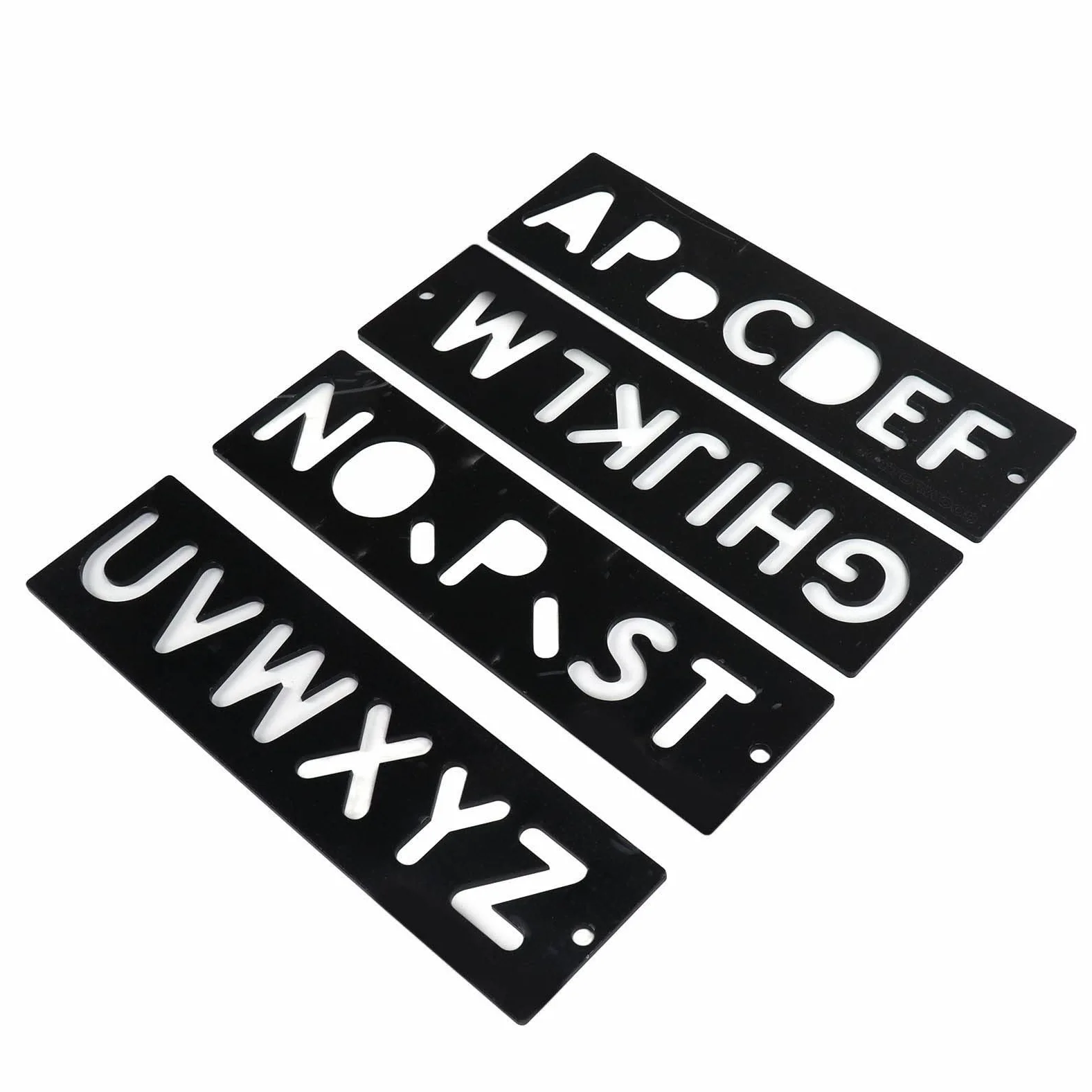 Kit de fabrication de lettres : pochoir en plastique pour lettres et chiffres, modèle horizontal réutilisable pour la menuiserie, sculpture sur panneaux d’affichage avec un design