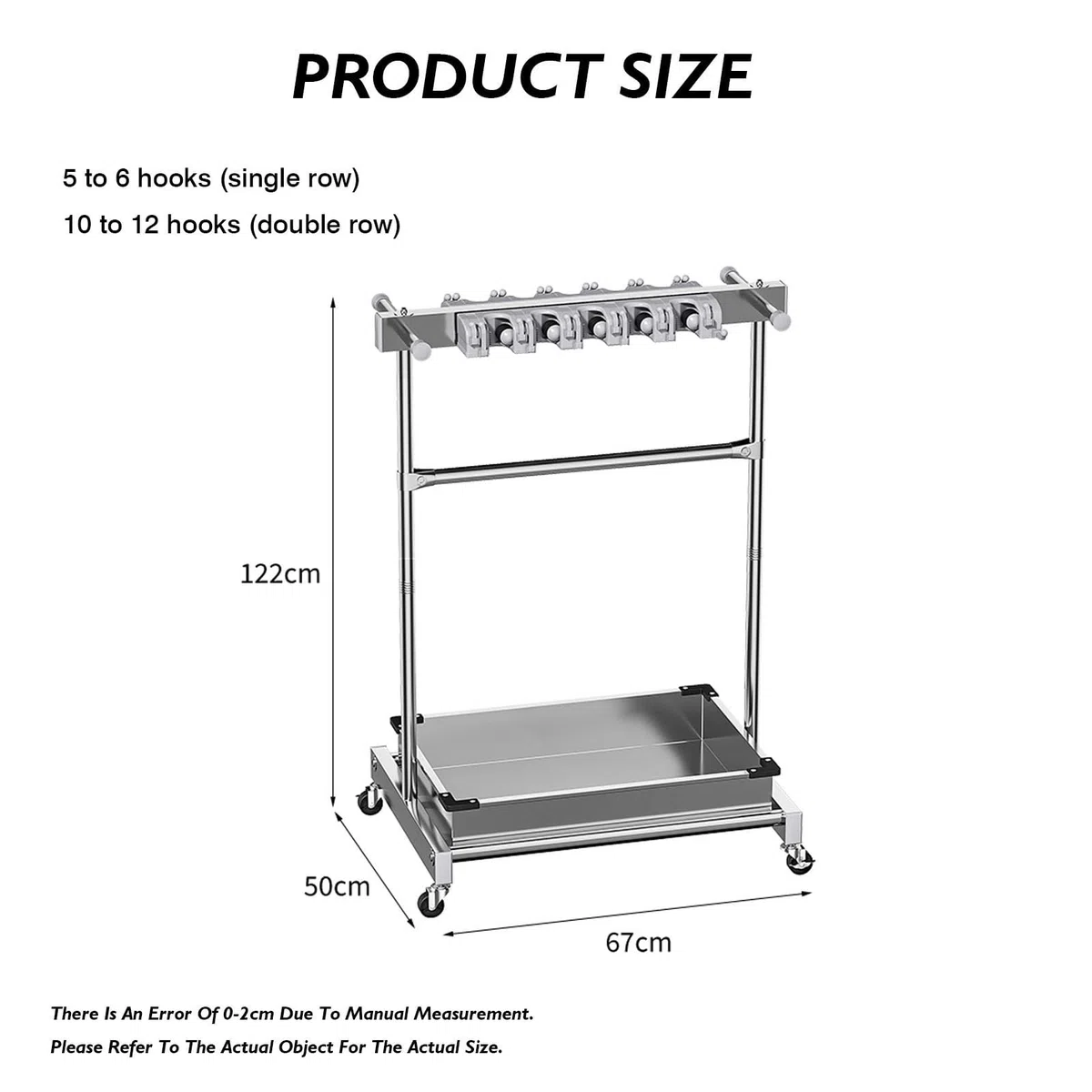 Armoire de rangement amovible – Chariot à outils avec crochets pour outils à long manche, râteaux et balais – Porte-outils en métal